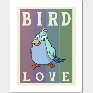 Retro cartoon bird - bird love Posters and Art